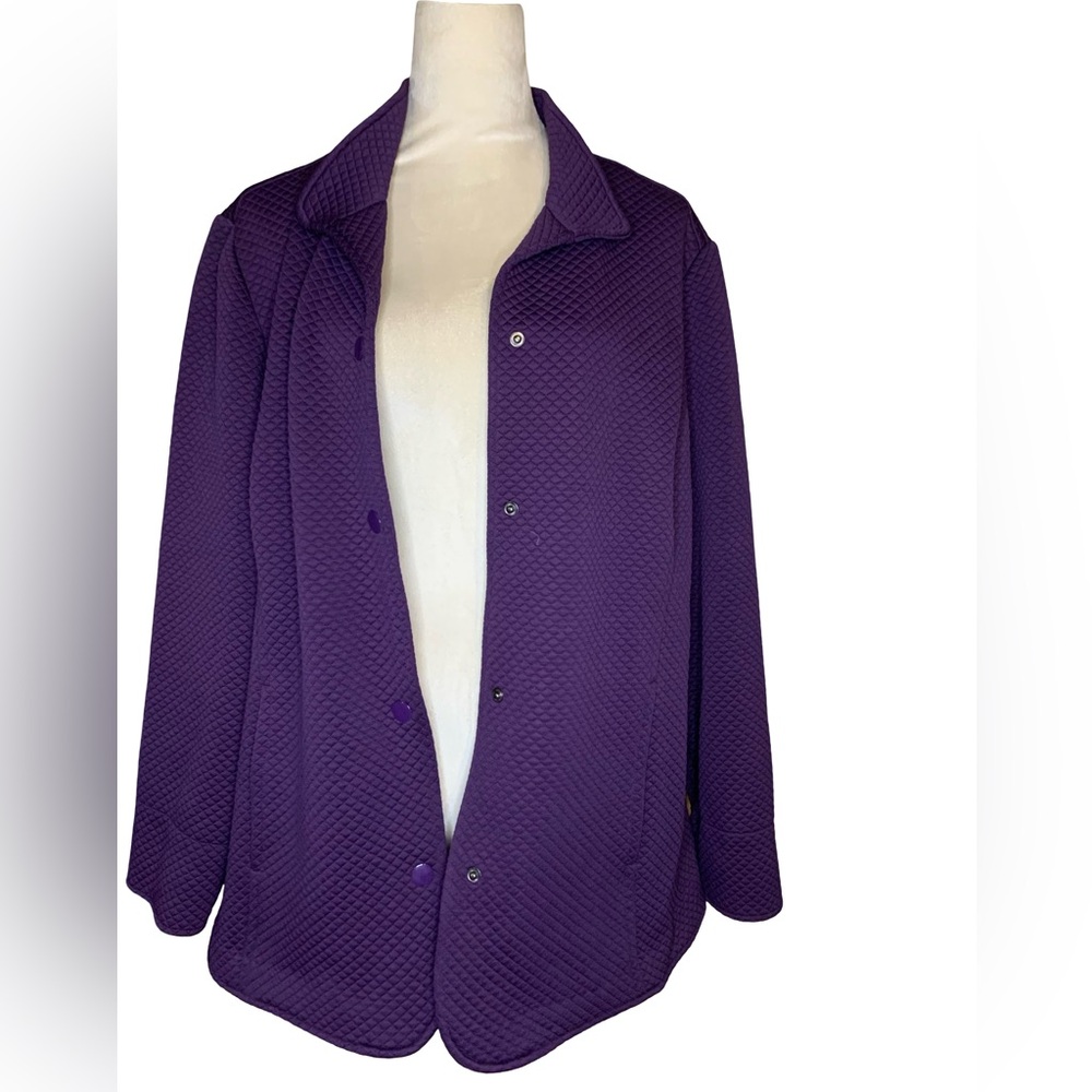 Chicos knit texture snap jacket in purple lux